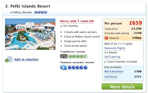 Travel - Thomson prices